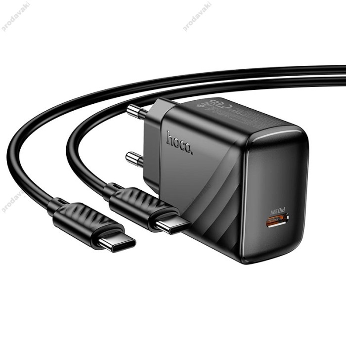 Мережевий зарядний пристрій HOCO CS24A Puerto single-port charger Type-C Cable 25W Black
