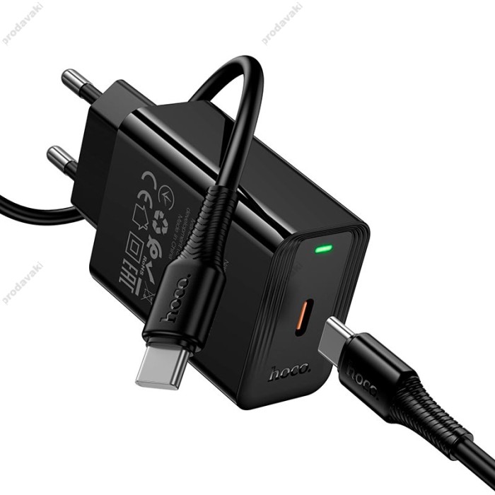 Мережевий зарядний пристрій HOCO CS93A Leader single port charger Type-C cable 20W Black