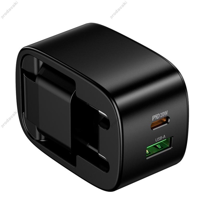 Мережевий зарядний пристрій HOCO CS101A folding charger 20W Black