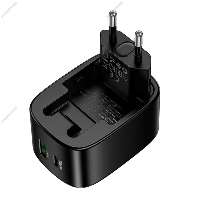 Мережевий зарядний пристрій HOCO CS101A folding charger 20W Black