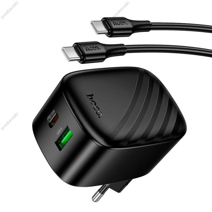 Мережевий зарядний пристрій HOCO CS101A folding charger Type-C cable 20W Black