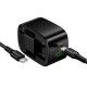 Мережевий зарядний пристрій HOCO CS101A folding charger Type-C cable 20W Black