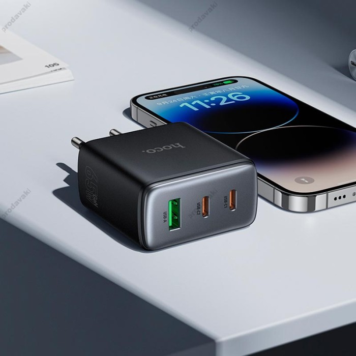 Мережевий зарядний пристрій HOCO C160A Upgrade PD charger 65W Black
