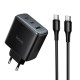 Мережевий зарядний пристрій HOCO C160A Upgrade PD charger Type-C cable 65W Black