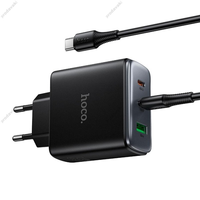 Мережевий зарядний пристрій HOCO C160A Upgrade PD charger Type-C cable 65W Black