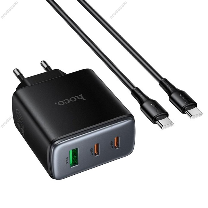 Мережевий зарядний пристрій HOCO C160A Upgrade PD charger Type-C cable 65W Black