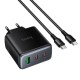 Мережевий зарядний пристрій HOCO C160A Upgrade PD charger Type-C cable 65W Black