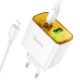 Мережевий зарядний пристрій Hoco CS42A Smart charger Lightning cable 30W White