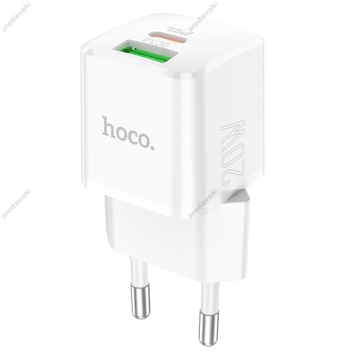 Мережевий зарядний пристрій HOCO N20 Prestige charger Lightning cable 20W White