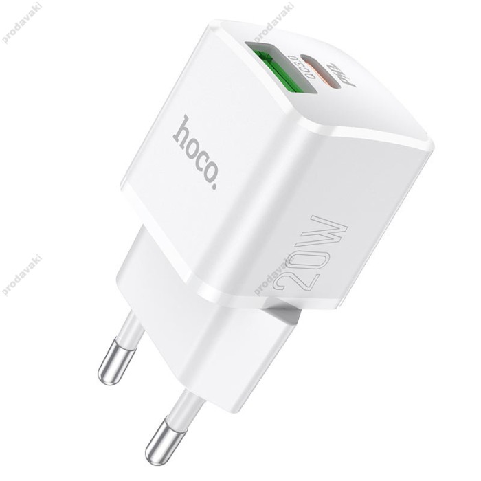 Мережевий зарядний пристрій HOCO N20 Prestige charger Lightning cable 20W White