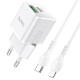 Мережевий зарядний пристрій HOCO N20 Prestige charger Lightning cable 20W White