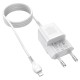 Мережевий зарядний пристрій HOCO N20 Prestige charger Lightning cable 20W White