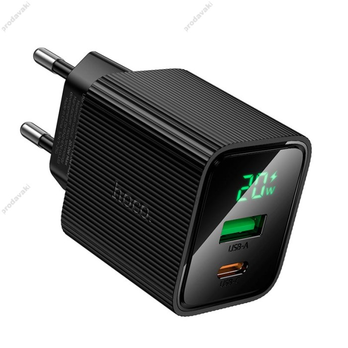 Мережевий зарядний пристрій HOCO CS83A Excellent charger with digital display 20W Black