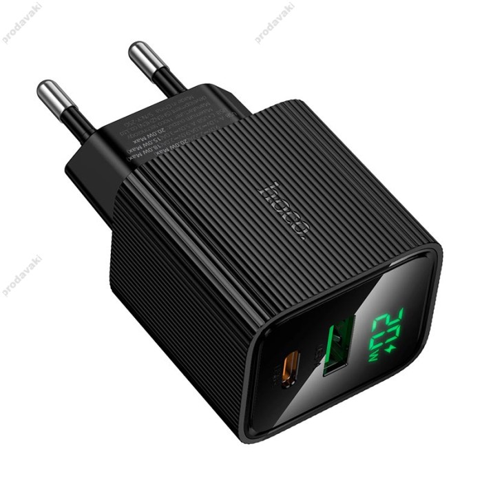 Мережевий зарядний пристрій HOCO CS83A Excellent charger with digital display 20W Black
