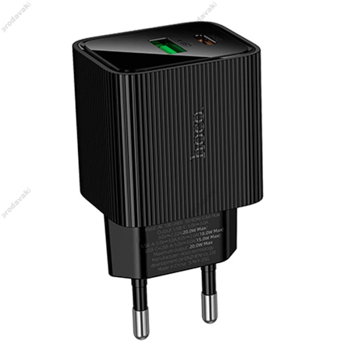 Мережевий зарядний пристрій HOCO CS83A Excellent charger with digital display 20W Black