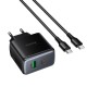 Мережевий зарядний пристрій HOCO C158A Upgrade charger Type-C cable 45W Black