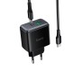 Мережевий зарядний пристрій HOCO C158A Upgrade charger Type-C cable 45W Black