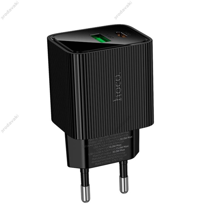Мережевий зарядний пристрій HOCO CS84A Excellent charger with digital display 30W Black