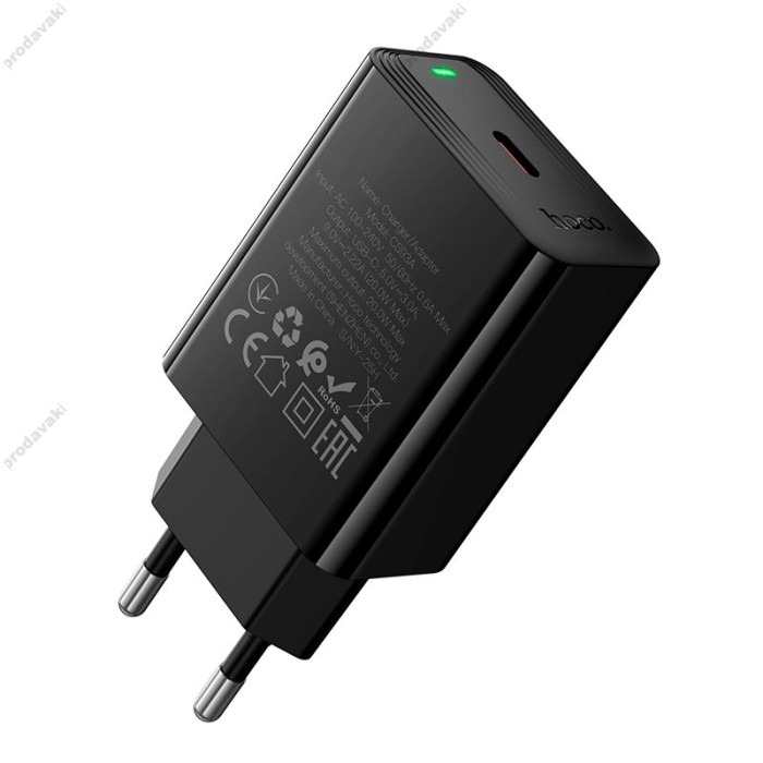 Мережевий зарядний пристрій HOCO CS93A Leader single port charger Type-C cable 20W Black