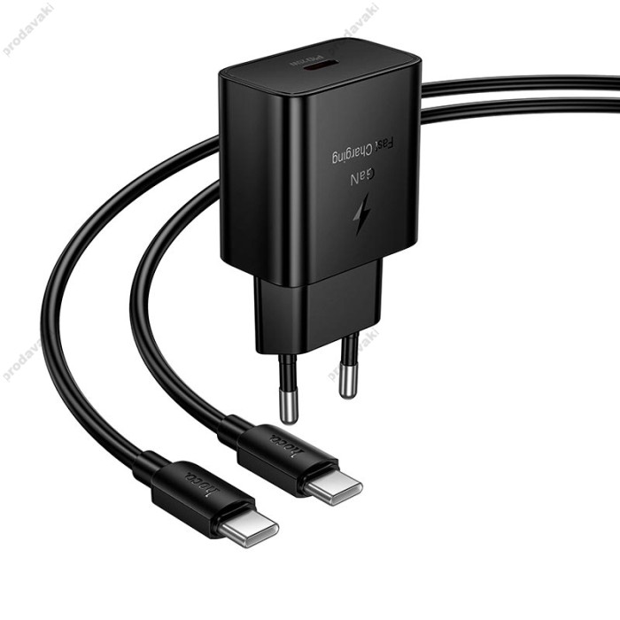 Мережевий зарядний пристрій HOCO N76 Star single port Type-c Cable 25W Black