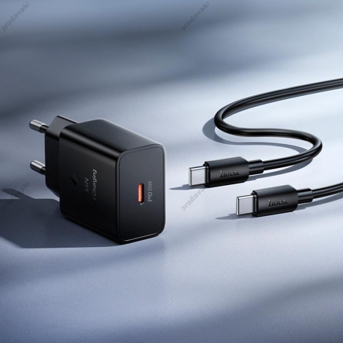 Мережевий зарядний пристрій HOCO N76 Star single port Type-c Cable 25W Black