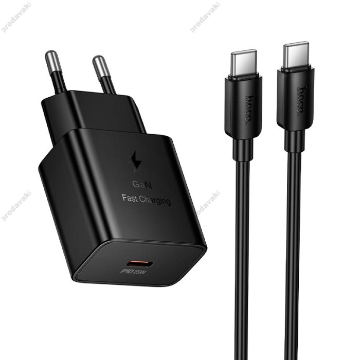Мережевий зарядний пристрій HOCO N76 Star single port Type-c Cable 25W Black