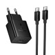 Мережевий зарядний пристрій HOCO N76 Star single port Type-c Cable 25W Black