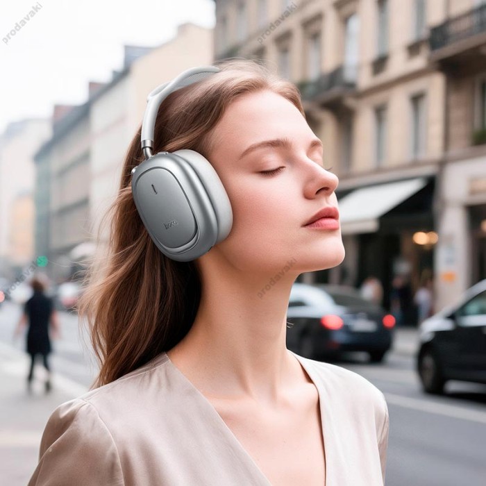 Бездротові Bluetooth навушники Hoco W68 Calma ANC noise-canceling headphones BT 6.0 Silver