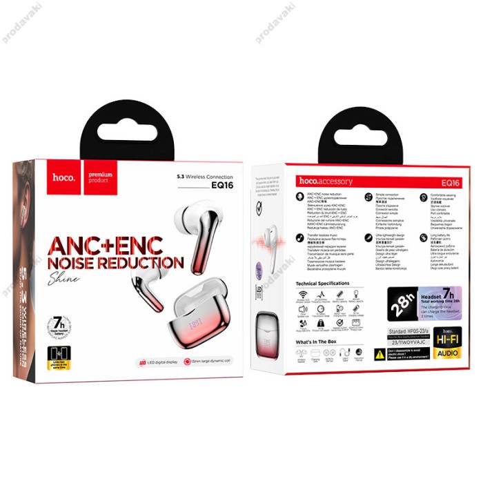 Бездротові Bluetooth навушники HOCO EQ16 Shine true wireless ANC+ENC BT 5.3 Red Glaze