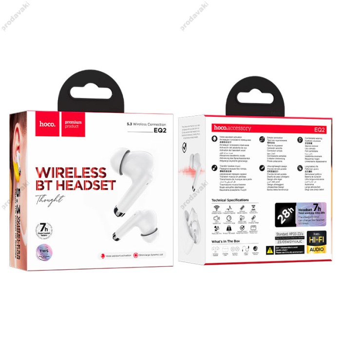 Бездротові Bluetooth навушники HOCO EQ2 Thought true wireless headset BT 5.3 White