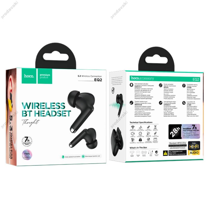 Бездротові Bluetooth навушники HOCO EQ2 Thought true wireless headset BT 5.3 Black