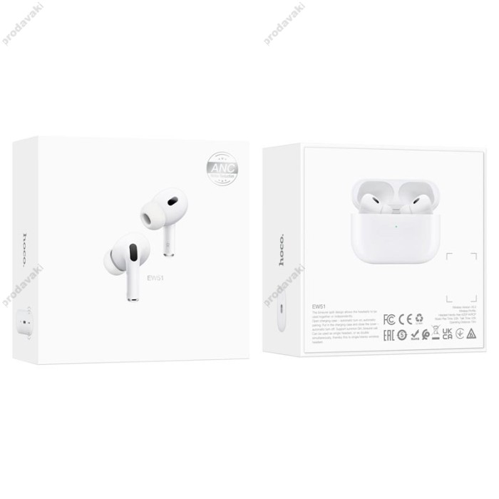 Бездротові Bluetooth навушники HOCO EW51 True ANC noise reduction headset BT 5.3 White