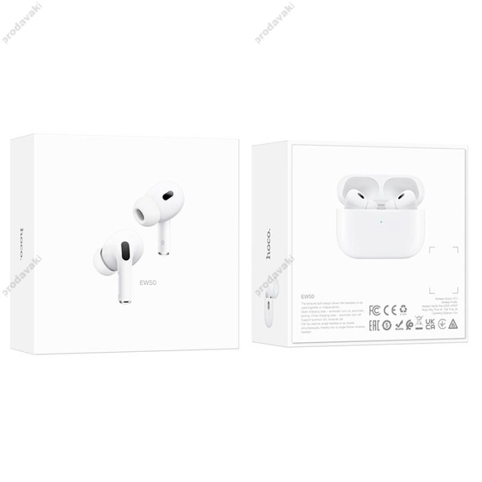 Бездротові Bluetooth навушники HOCO EW50 True wireless stereo headset BT 5.3 White