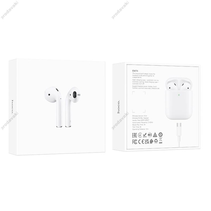 Бездротові Bluetooth навушники HOCO EW74 True wireless stereo headset BT 5.4 White