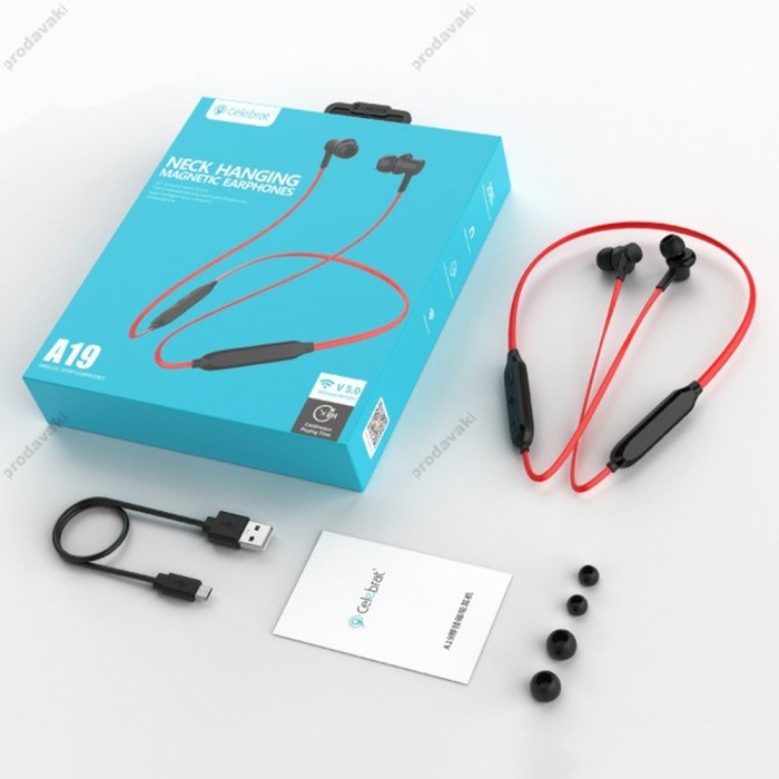 Бездротові Bluetooth навушники Celebrat A19 BT 5.0 Red