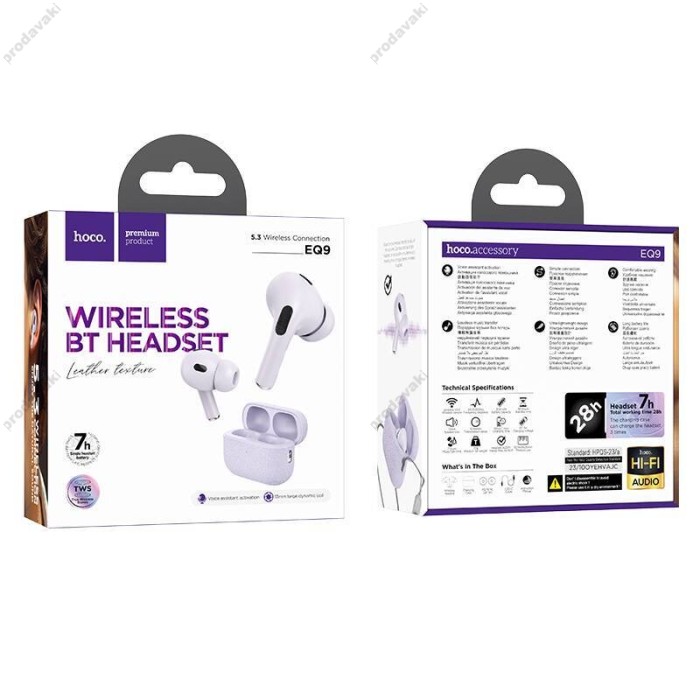 Бездротові Bluetooth навушники Hoco EQ9 Duke true wireless headset BT 5.3 Purple