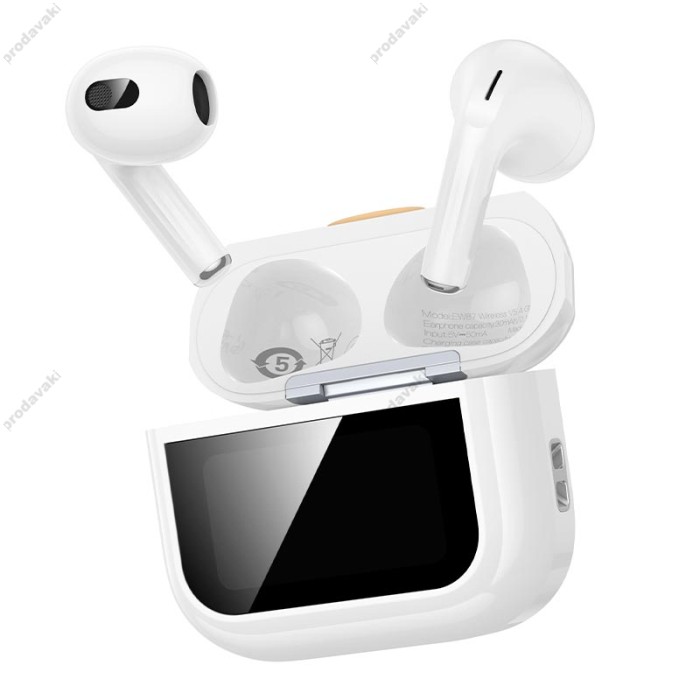 Бездротові Bluetooth навушники HOCO EW87 Gata true wireless touch screen headset BT 5.3 White