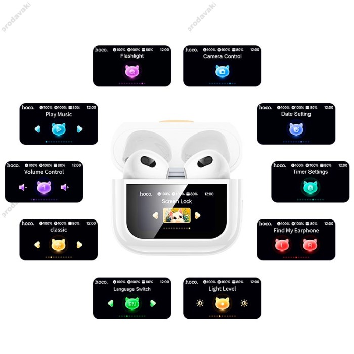 Бездротові Bluetooth навушники HOCO EW87 Gata true wireless touch screen headset BT 5.3 White