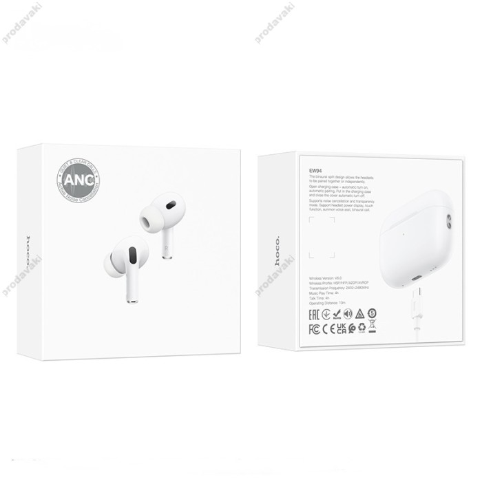 Бездротові Bluetooth навушники HOCO EW94 True wireless ANC noise reduction headset BT 6.0 White
