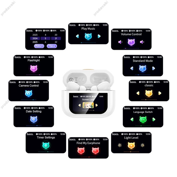 Бездротові Bluetooth навушники HOCO EW88 Rampino true wireless ANC touch screen BT 5.4 White