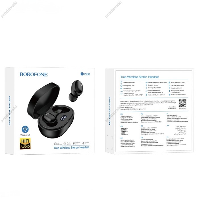 Бездротові Bluetooth навушники Borofone BW06 Manner true wireless headset BT 5.1 Black