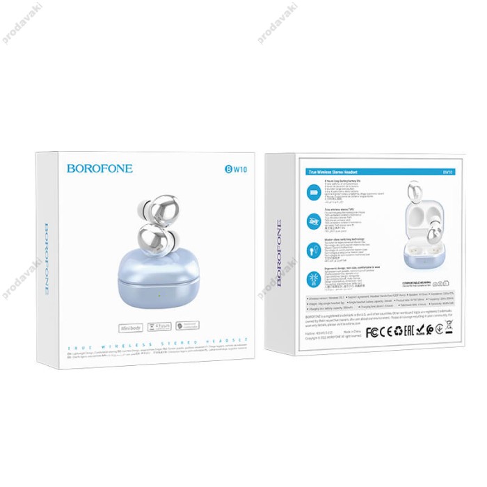 Бездротові Bluetooth навушники  Borofone BW10 Magic rhyme true wireless BT 5.1 Blue