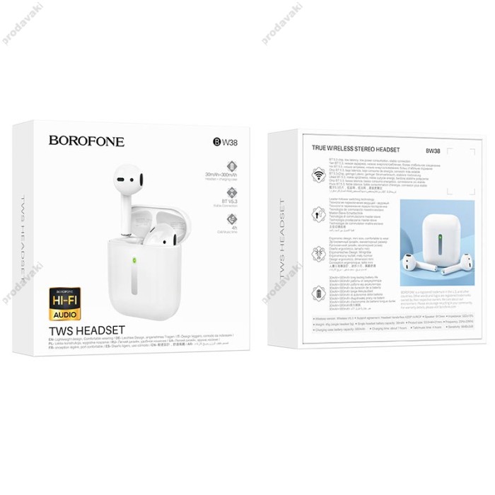 Бездротові Bluetooth навушники Borofone BW38 Joy true wireless headset BT 5.3 White