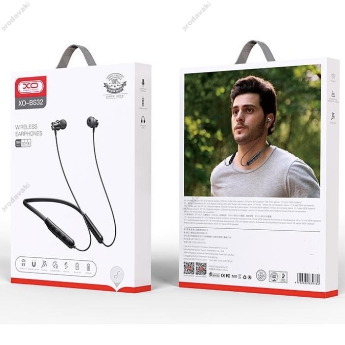 Бездротові Bluetooth навушники XO BS32 SPORT Neckband  Bluetooth earphone Black