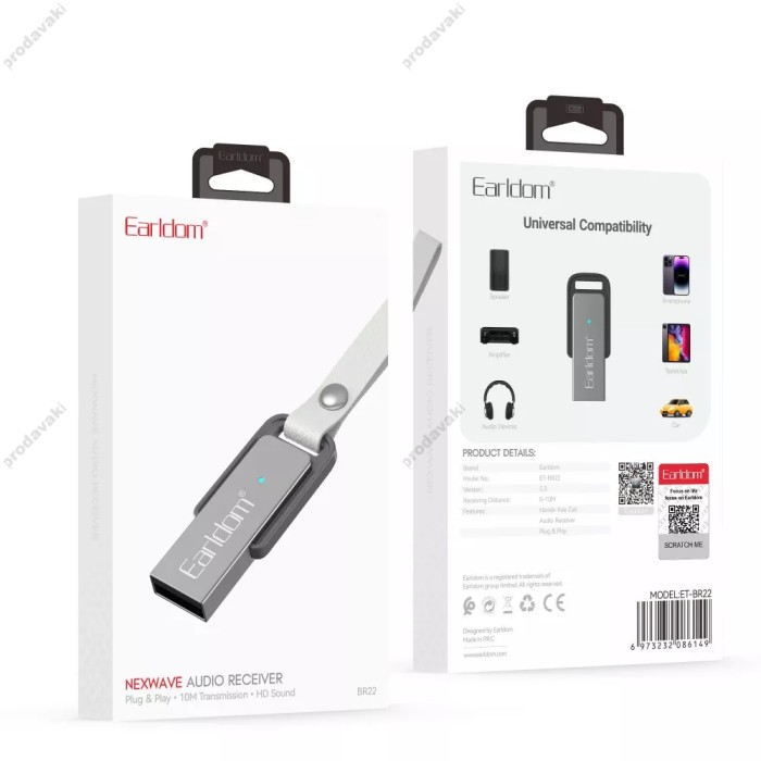 Аудіо ресивер Bluetooth Earldom ET-BR22 Silver