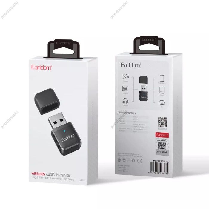 Аудіо ресивер Bluetooth Earldom ET-BR27 Black