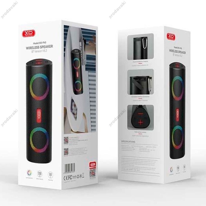 Портативна колонка Bluetooth XO F43 outdoor dual speaker RGB 10W Black
