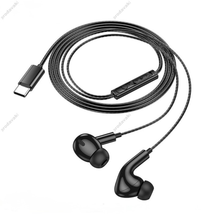 Дротові навушники HOCO DM48 Rock digital wire control earphones with microphone Type-C Black