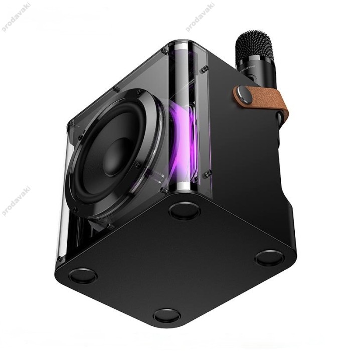Портативна колонка система караоке Bluetooth BOROFONE DR23 Deep RGB з 2-ма мікрофонами 15W Black