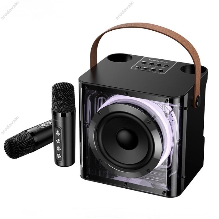 Портативна колонка система караоке Bluetooth BOROFONE DR23 Deep RGB з 2-ма мікрофонами 15W Black